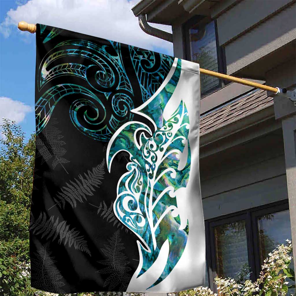 Proud Aotearoa Garden Flag Maori Silver Fern Mix Paua Shell Pattern LT14 - Polynesian Pride