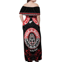 Aotearoa Toitu Te Tiriti Off Shoulder Maxi Dress Haka Tiki Honour The Treaty LT14 - Polynesian Pride
