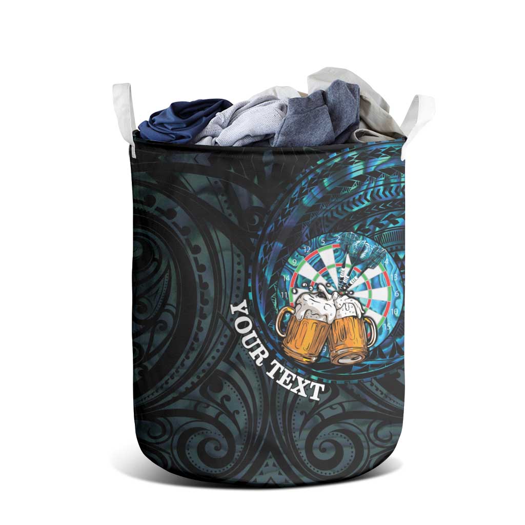 Personalized New Zealand Darts Beer Laundry Basket Paua Shell Aotearoa Maori Tattoo LT14 - Polynesian Pride