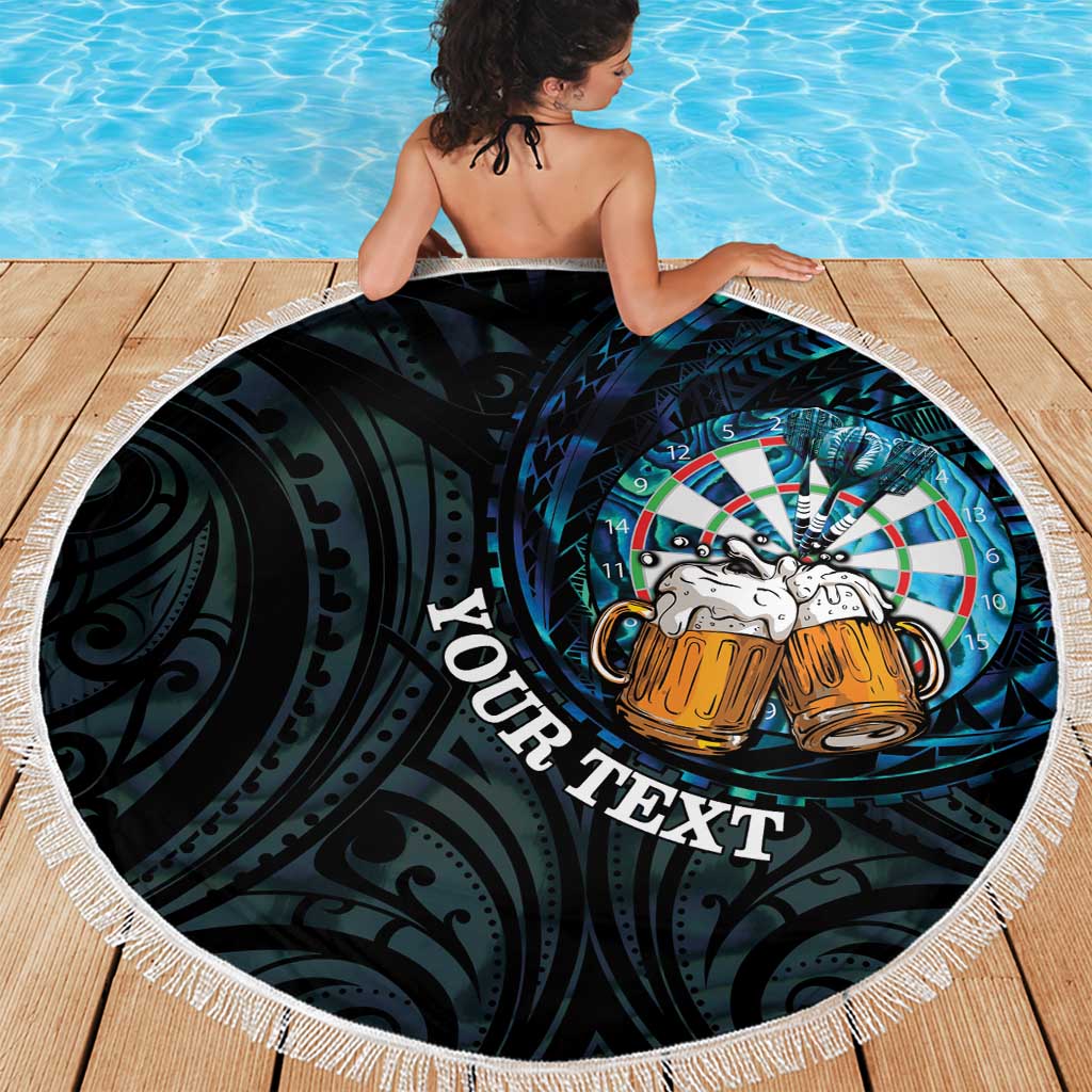 Personalized New Zealand Darts Beer Beach Blanket Paua Shell Aotearoa Maori Tattoo LT14 - Polynesian Pride