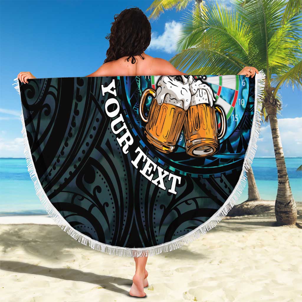Personalized New Zealand Darts Beer Beach Blanket Paua Shell Aotearoa Maori Tattoo LT14 - Polynesian Pride