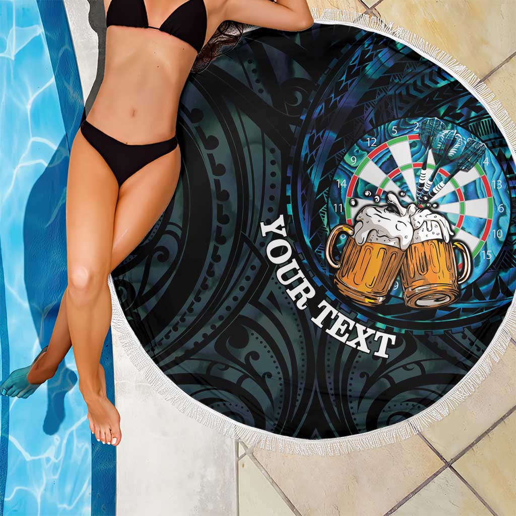 Personalized New Zealand Darts Beer Beach Blanket Paua Shell Aotearoa Maori Tattoo LT14 - Polynesian Pride