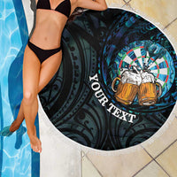 Personalized New Zealand Darts Beer Beach Blanket Paua Shell Aotearoa Maori Tattoo LT14 - Polynesian Pride