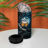 Personalized New Zealand Darts Beer 4 in 1 Can Cooler Tumbler Paua Shell Aotearoa Maori Tattoo LT14 - Polynesian Pride