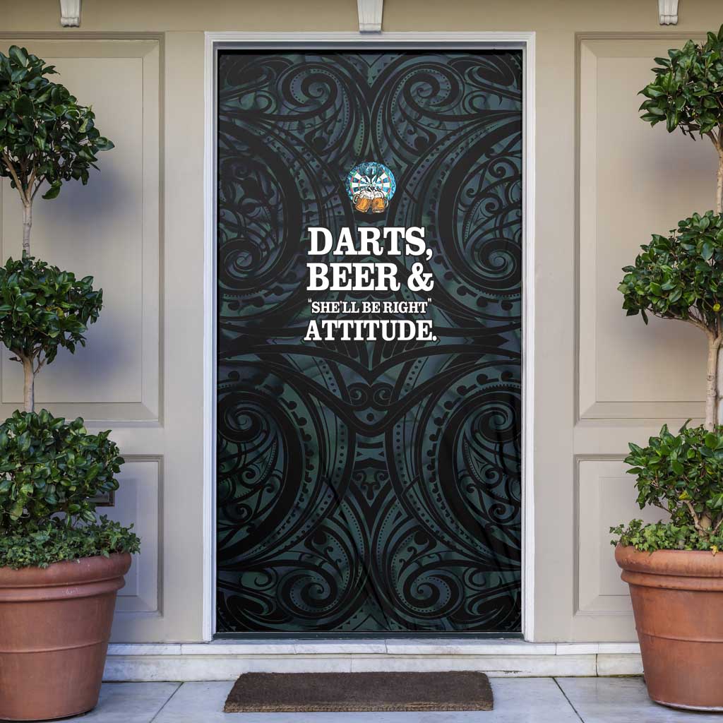 New Zealand Darts Beer Door Cover Paua Shell Aotearoa Maori Tattoo LT14 Black - Polynesian Pride