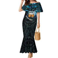 Personalized New Zealand Darts Beer Family Matching Mermaid Dress and Hawaiian Shirt Paua Shell Aotearoa Maori Tattoo - Polynesian Pride