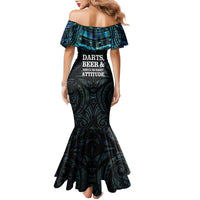 Personalized New Zealand Darts Beer Family Matching Mermaid Dress and Hawaiian Shirt Paua Shell Aotearoa Maori Tattoo - Polynesian Pride