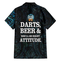 Personalized New Zealand Darts Beer Family Matching Short Sleeve Bodycon Dress and Hawaiian Shirt Paua Shell Aotearoa Maori Tattoo - Polynesian Pride