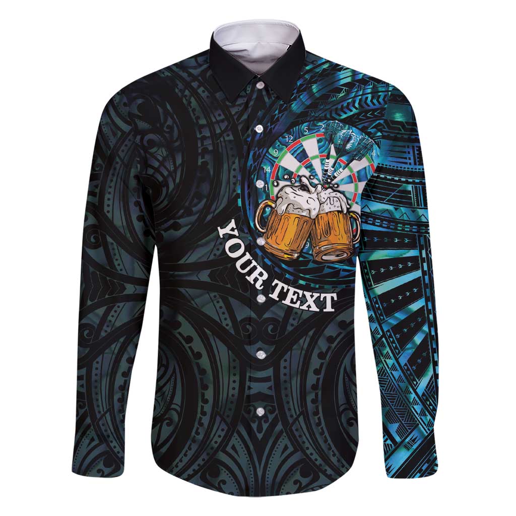 Personalized New Zealand Darts Beer Family Matching Short Sleeve Bodycon Dress and Hawaiian Shirt Paua Shell Aotearoa Maori Tattoo - Polynesian Pride