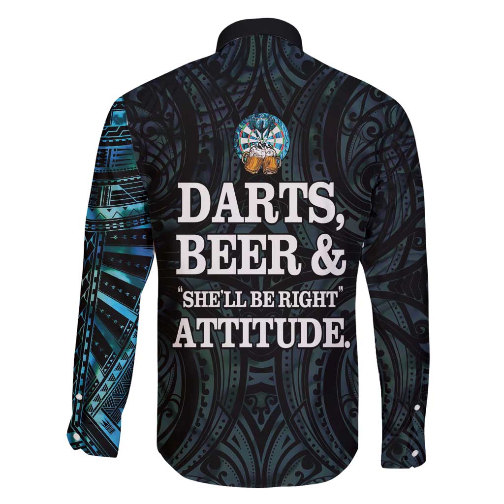 Personalized New Zealand Darts Beer Family Matching Tank Maxi Dress and Hawaiian Shirt Paua Shell Aotearoa Maori Tattoo - Polynesian Pride