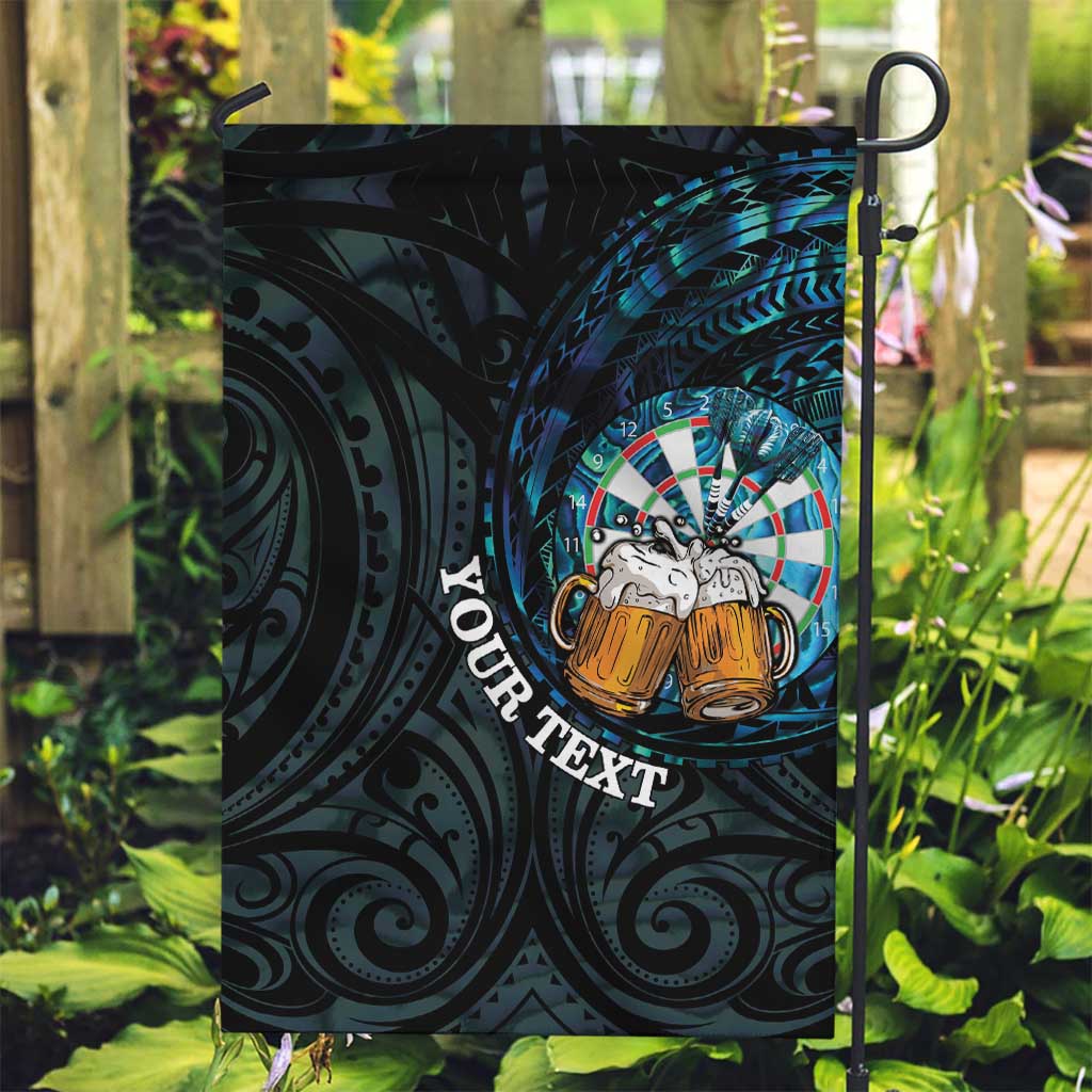 Personalized New Zealand Darts Beer Garden Flag Paua Shell Aotearoa Maori Tattoo LT14 Garden Flag Black - Polynesian Pride