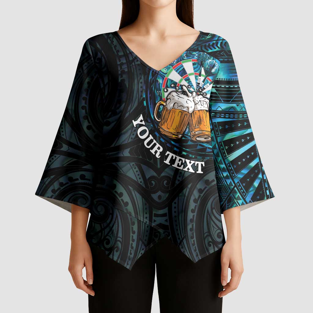 Personalized New Zealand Darts Beer Kimono Sleeve Blouse Paua Shell Aotearoa Maori Tattoo LT14 - Polynesian Pride