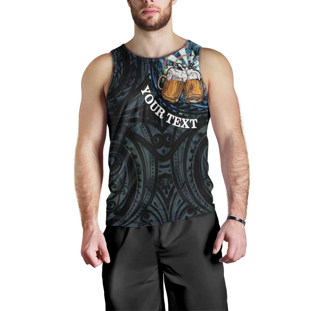 Personalized New Zealand Darts Beer Men Tank Top Paua Shell Aotearoa Maori Tattoo LT14 - Polynesian Pride
