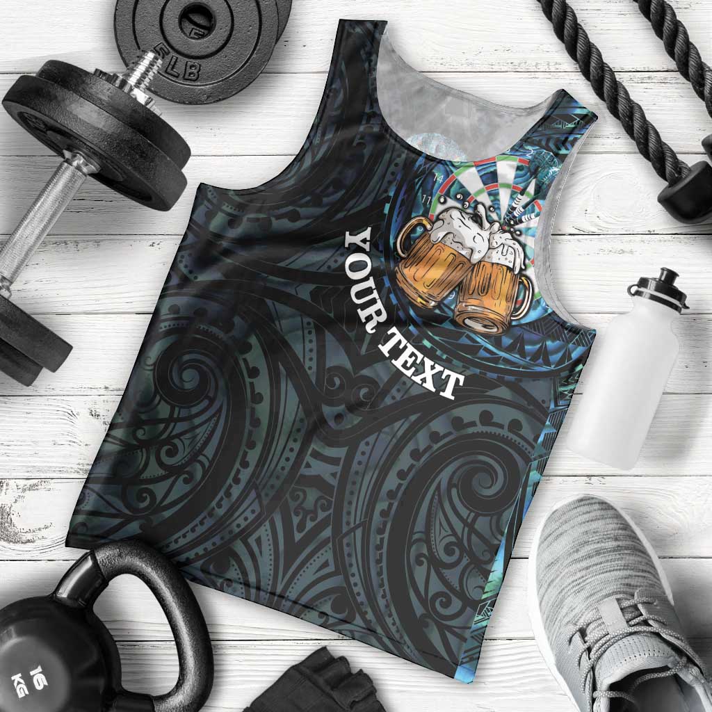 Personalized New Zealand Darts Beer Men Tank Top Paua Shell Aotearoa Maori Tattoo LT14 - Polynesian Pride