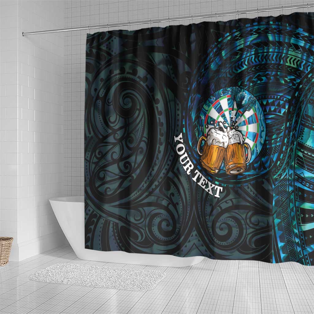 Personalized New Zealand Darts Beer Shower Curtain Paua Shell Aotearoa Maori Tattoo LT14 - Polynesian Pride