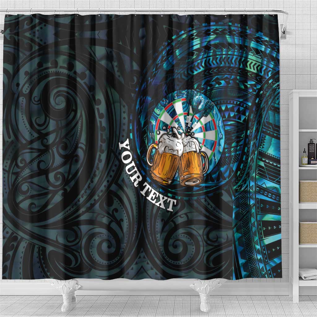 Personalized New Zealand Darts Beer Shower Curtain Paua Shell Aotearoa Maori Tattoo LT14 - Polynesian Pride