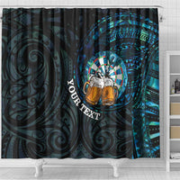 Personalized New Zealand Darts Beer Shower Curtain Paua Shell Aotearoa Maori Tattoo LT14 - Polynesian Pride