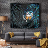 Personalized New Zealand Darts Beer Tapestry Paua Shell Aotearoa Maori Tattoo LT14 Black - Polynesian Pride