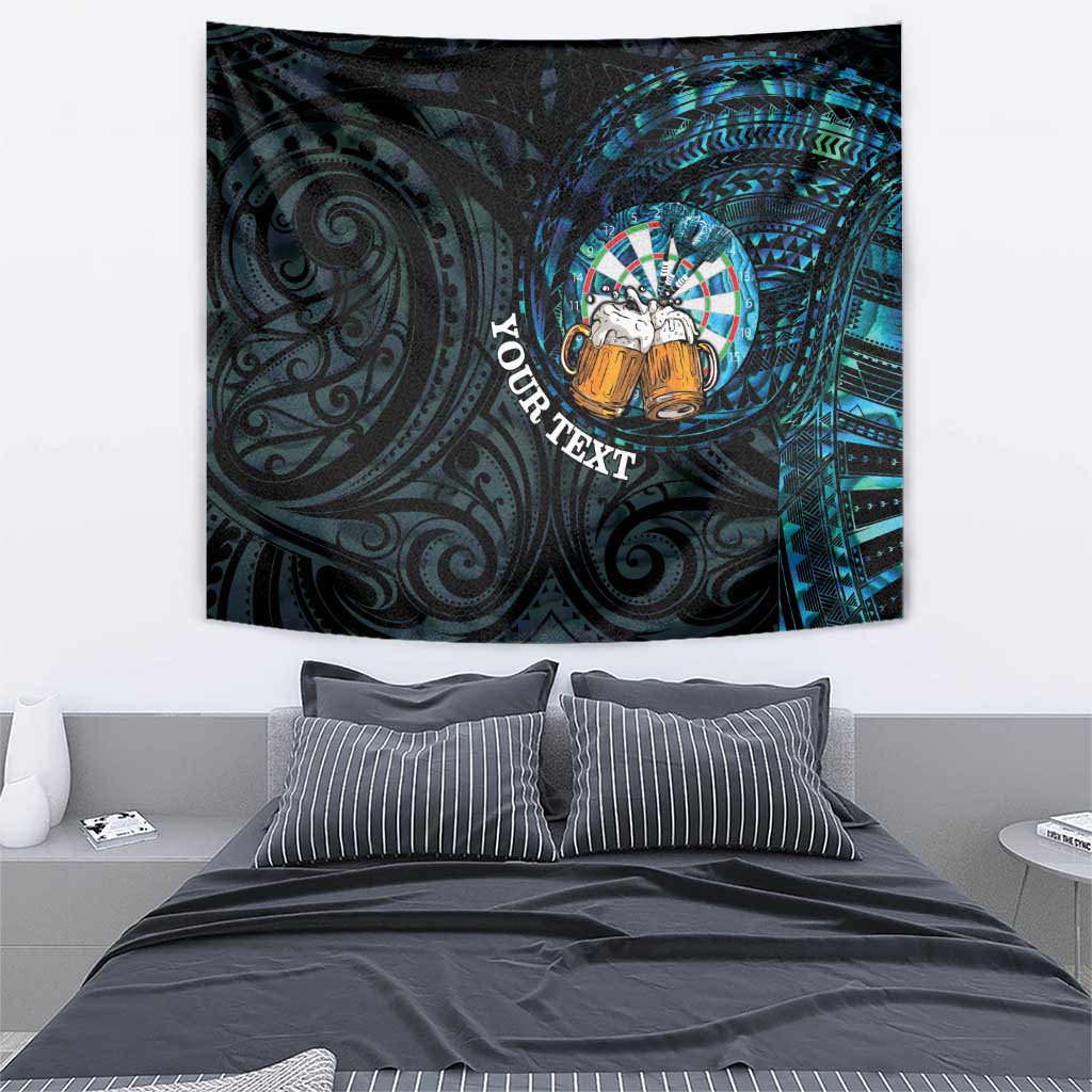Personalized New Zealand Darts Beer Tapestry Paua Shell Aotearoa Maori Tattoo LT14 - Polynesian Pride
