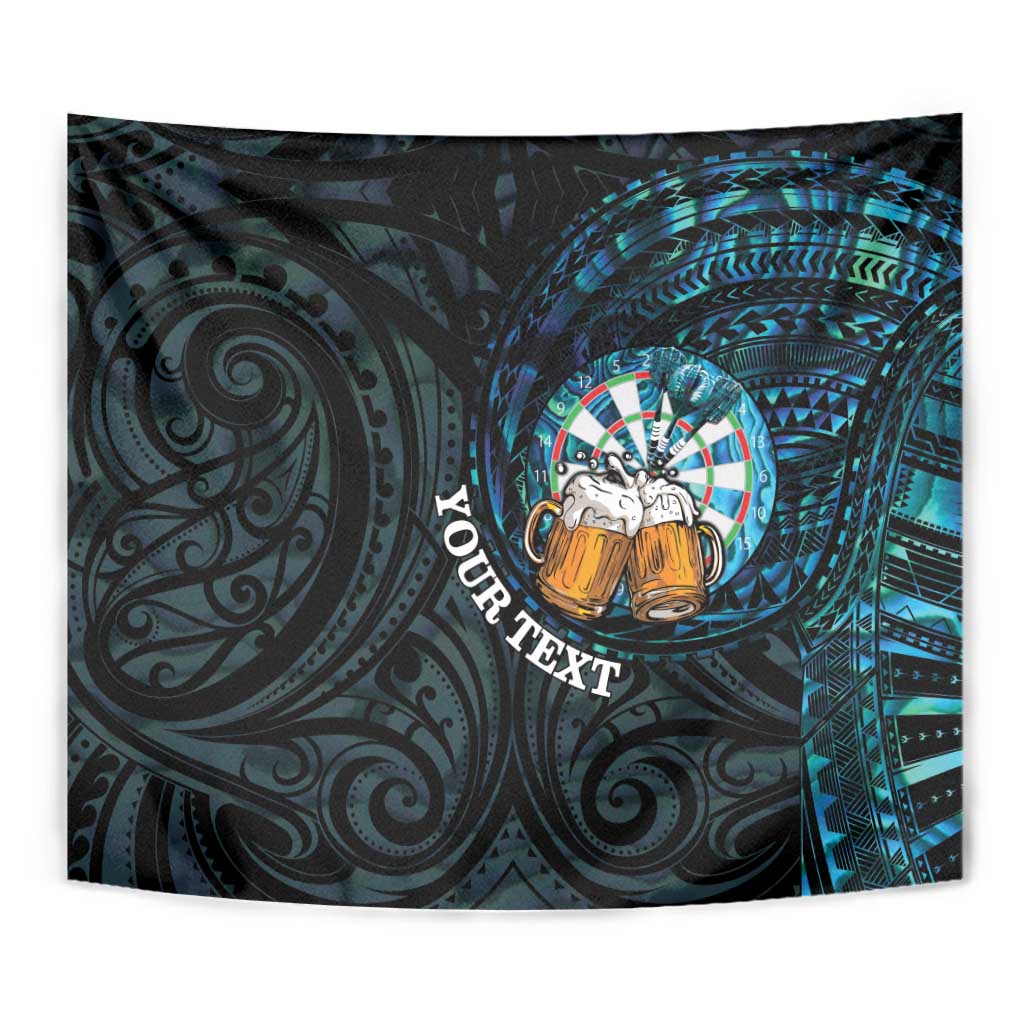 Personalized New Zealand Darts Beer Tapestry Paua Shell Aotearoa Maori Tattoo LT14 - Polynesian Pride