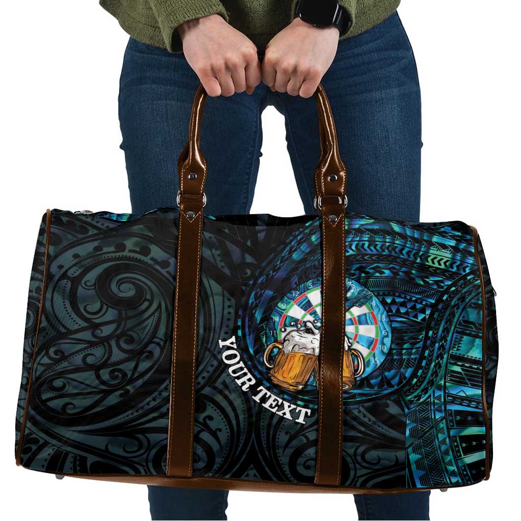 Personalized New Zealand Darts Beer Travel Bag Paua Shell Aotearoa Maori Tattoo LT14 Black - Polynesian Pride