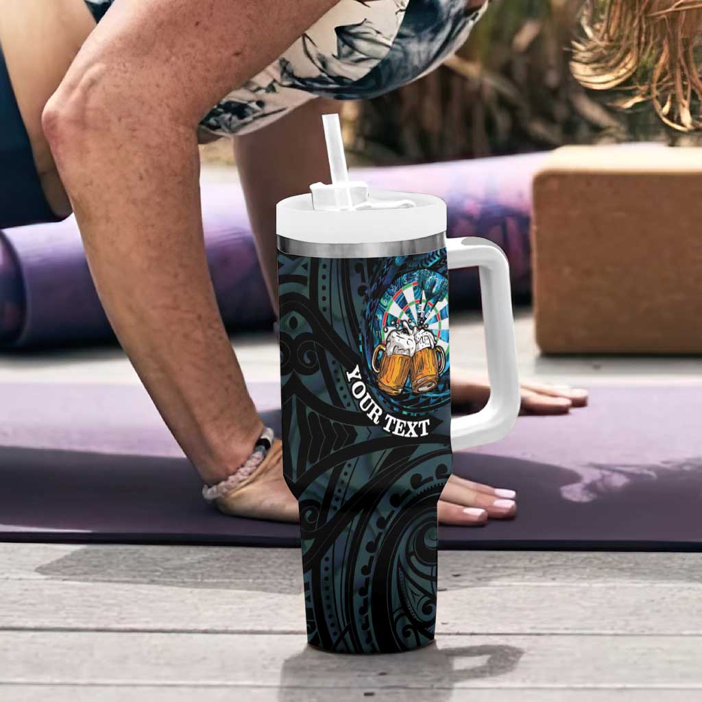 Personalized New Zealand Darts Beer Tumbler With Handle Paua Shell Aotearoa Maori Tattoo LT14 - Polynesian Pride
