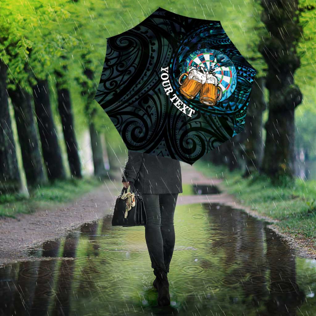 Personalized New Zealand Darts Beer Umbrella Paua Shell Aotearoa Maori Tattoo - Polynesian Pride