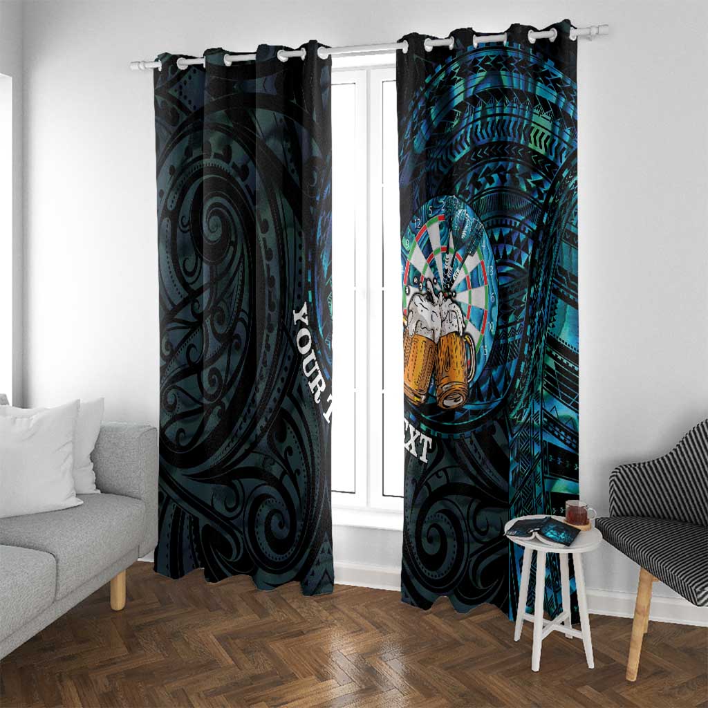 Personalized New Zealand Darts Beer Window Curtain Paua Shell Aotearoa Maori Tattoo - Polynesian Pride