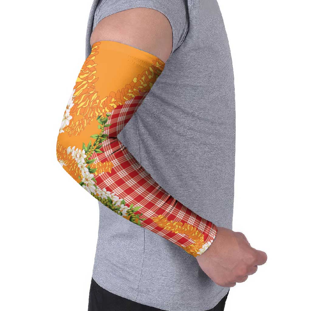 Prince Kuhio Aloha Hawaii Arm Sleeves Plumeria Ilima Lei Palaka Motifs
