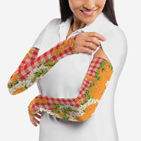 Prince Kuhio Aloha Hawaii Arm Sleeves Plumeria Ilima Lei Palaka Motifs