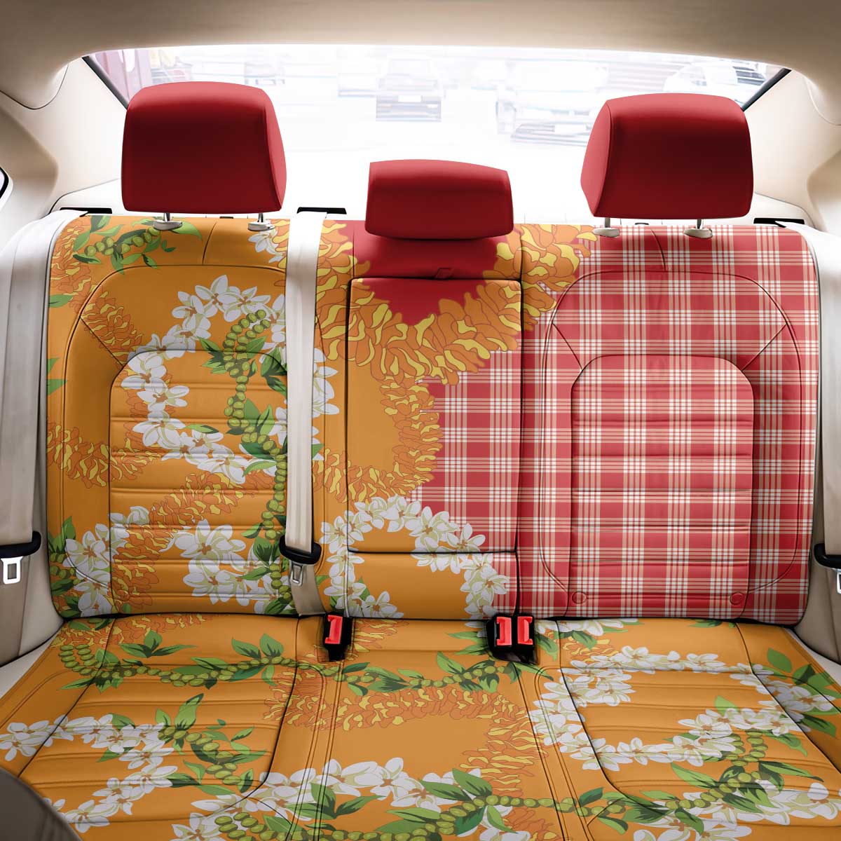 Prince Kuhio Aloha Hawaii Back Car Seat Cover Plumeria Ilima Lei Palaka Motifs LT14 - Polynesian Pride