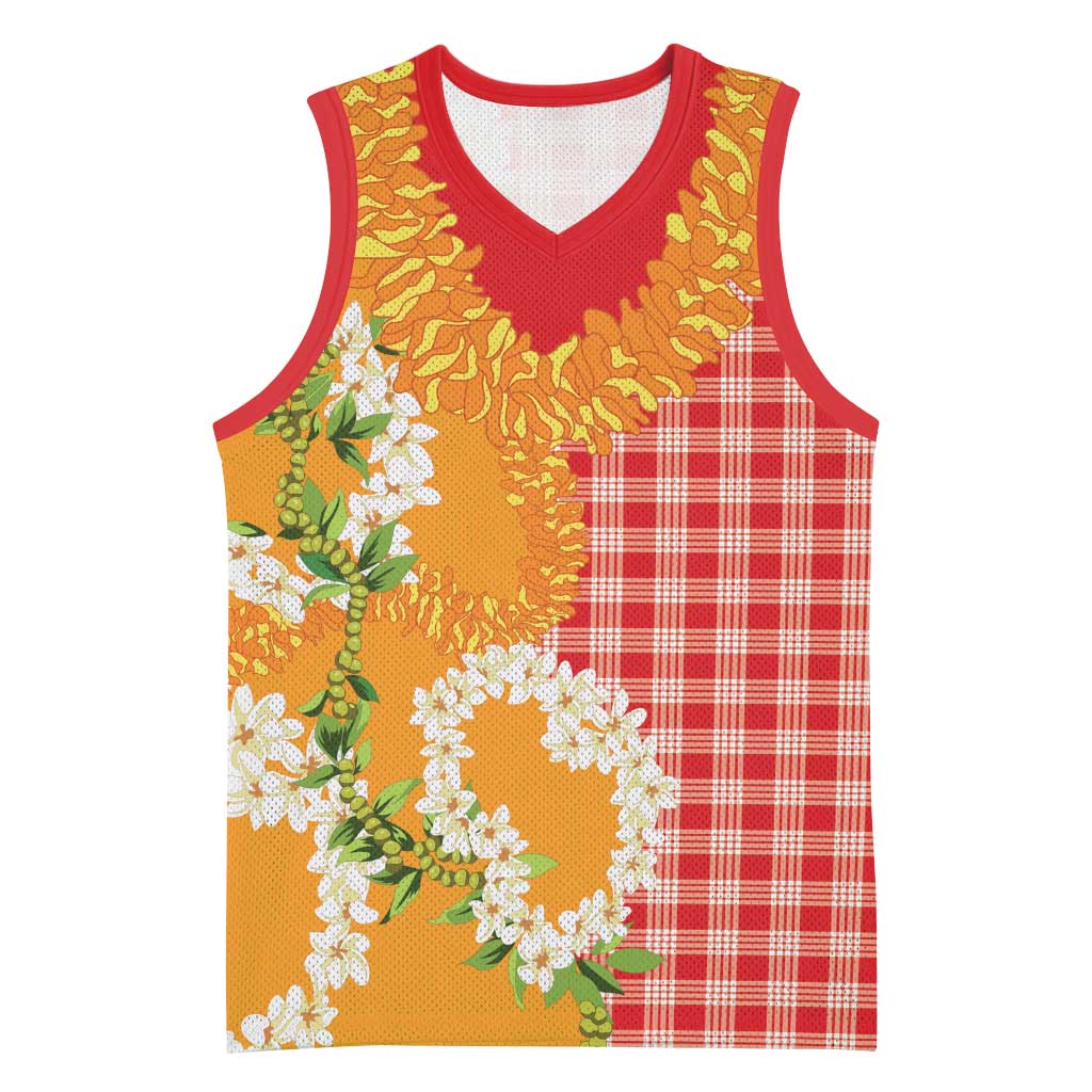Prince Kuhio Aloha Hawaii Basketball Jersey Plumeria Ilima Lei Palaka Motifs