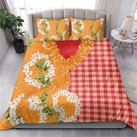 Prince Kuhio Aloha Hawaii Bedding Set Plumeria Ilima Lei Palaka Motifs