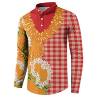 Prince Kuhio Aloha Hawaii Button Sweatshirt Plumeria Ilima Lei Palaka Motifs