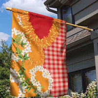 Prince Kuhio Aloha Hawaii Garden Flag Plumeria Ilima Lei Palaka Motifs
