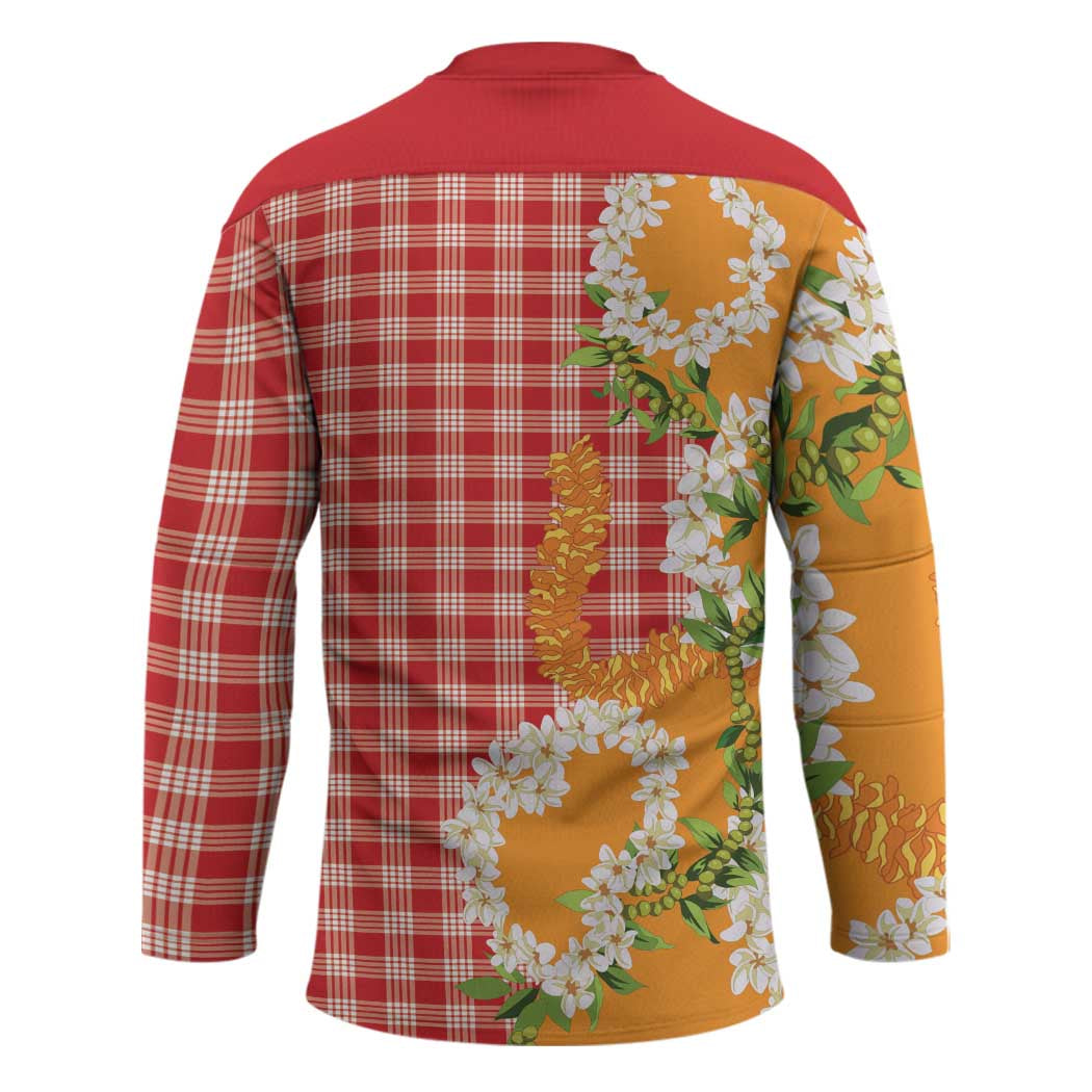 Prince Kuhio Aloha Hawaii Hockey Jersey Plumeria Ilima Lei Palaka Motifs