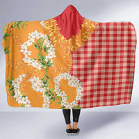 Prince Kuhio Aloha Hawaii Hooded Blanket Plumeria Ilima Lei Palaka Motifs LT14 One Size Red - Polynesian Pride