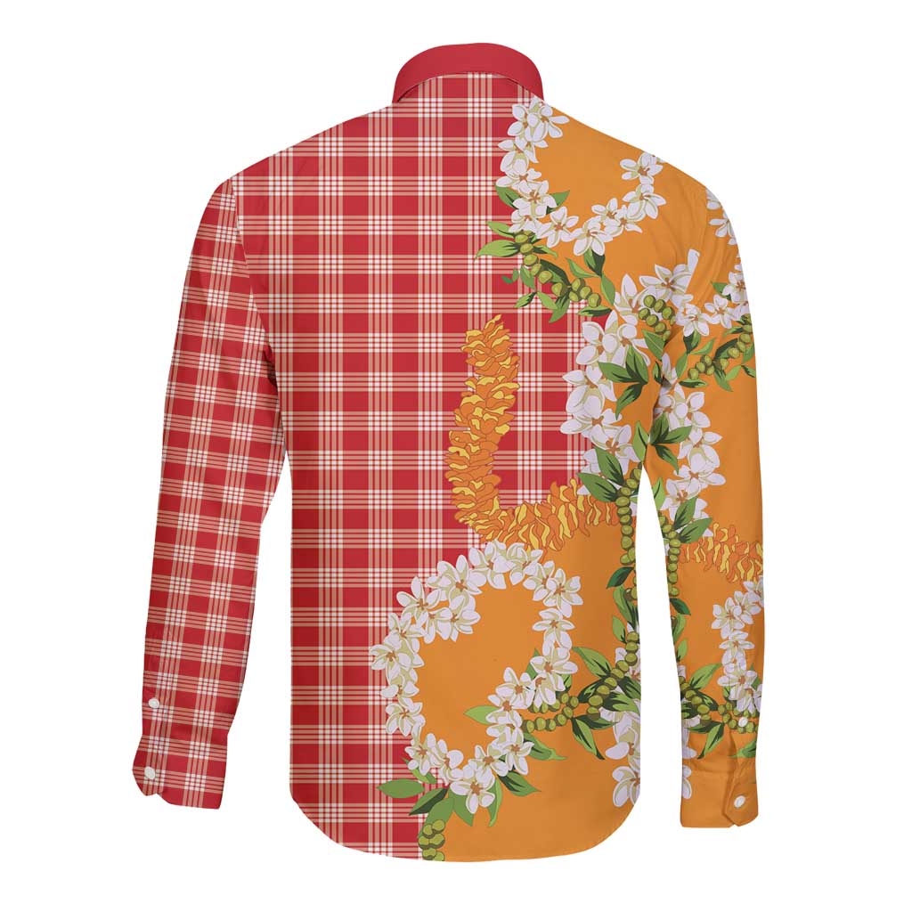 Prince Kuhio Aloha Hawaii Long Sleeve Button Shirt Plumeria Ilima Lei Palaka Motifs LT14 - Polynesian Pride