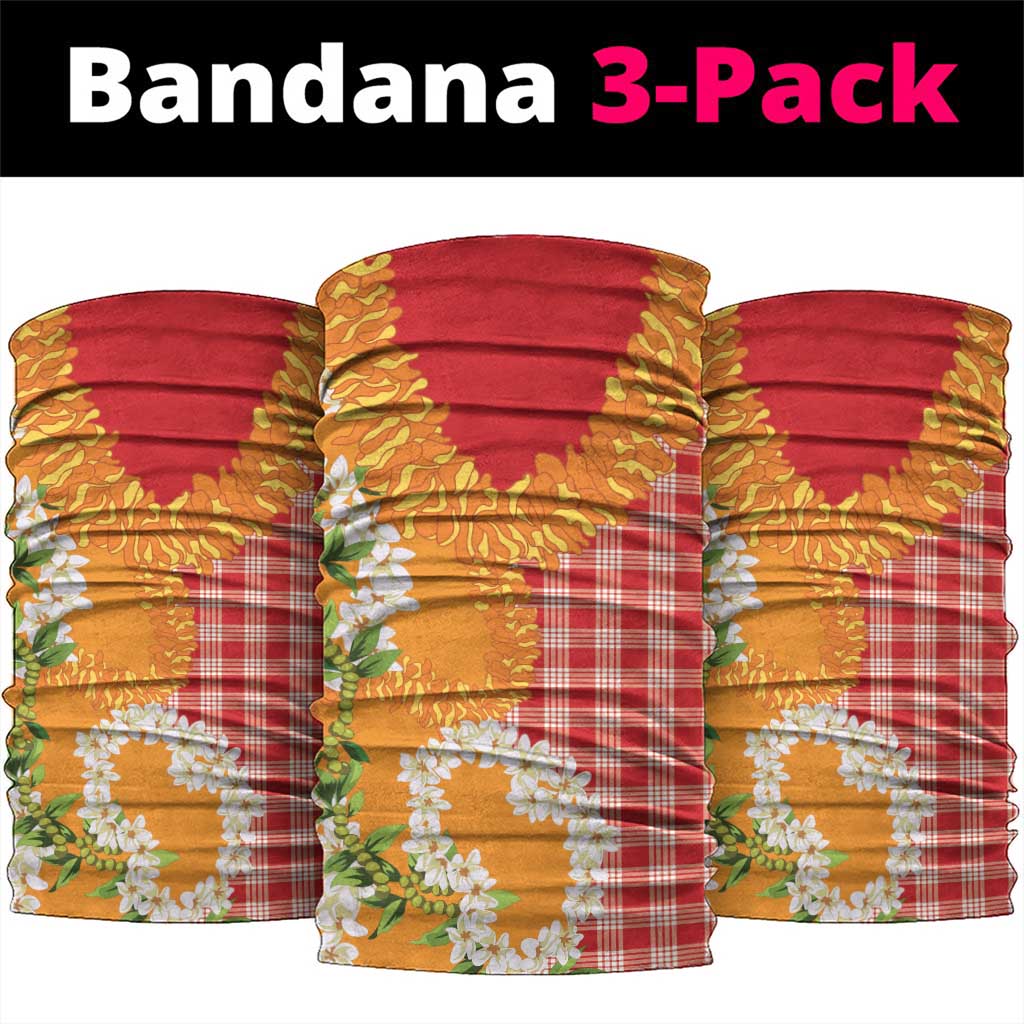 Prince Kuhio Aloha Hawaii Neck Gaiter Plumeria Ilima Lei Palaka Motifs