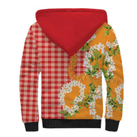 Prince Kuhio Aloha Hawaii Sherpa Hoodie Plumeria Ilima Lei Palaka Motifs