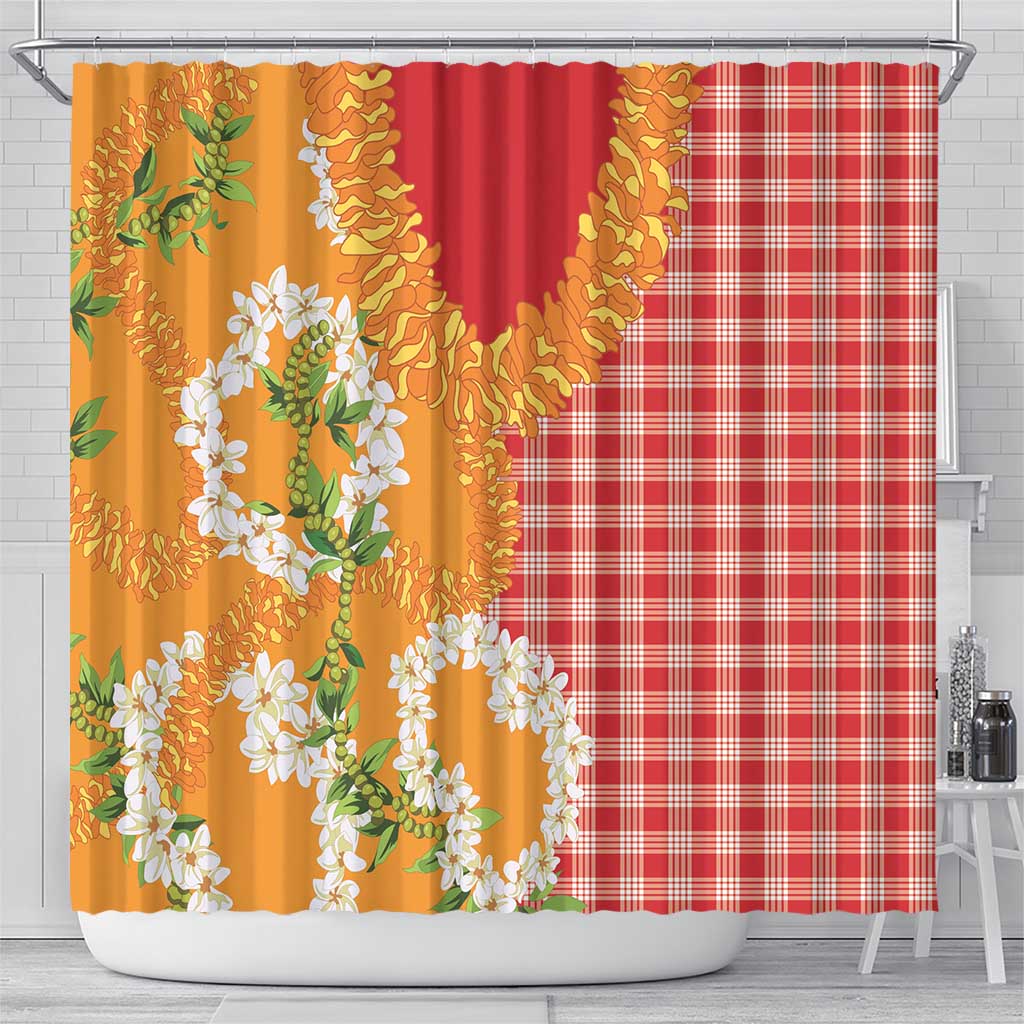 Prince Kuhio Aloha Hawaii Shower Curtain Plumeria Ilima Lei Palaka Motifs LT14 - Polynesian Pride