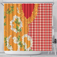 Prince Kuhio Aloha Hawaii Shower Curtain Plumeria Ilima Lei Palaka Motifs LT14 - Polynesian Pride