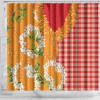 Prince Kuhio Aloha Hawaii Shower Curtain Plumeria Ilima Lei Palaka Motifs LT14 - Polynesian Pride