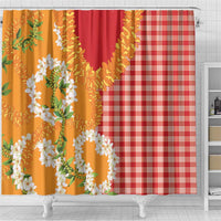 Prince Kuhio Aloha Hawaii Shower Curtain Plumeria Ilima Lei Palaka Motifs LT14 - Polynesian Pride