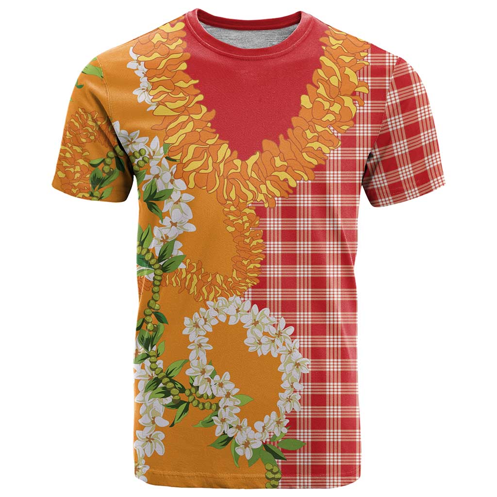 Prince Kuhio Aloha Hawaii T Shirt Plumeria Ilima Lei Palaka Motifs LT14 Red - Polynesian Pride