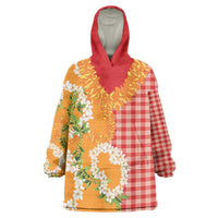 Prince Kuhio Aloha Hawaii Wearable Blanket Hoodie Plumeria Ilima Lei Palaka Motifs