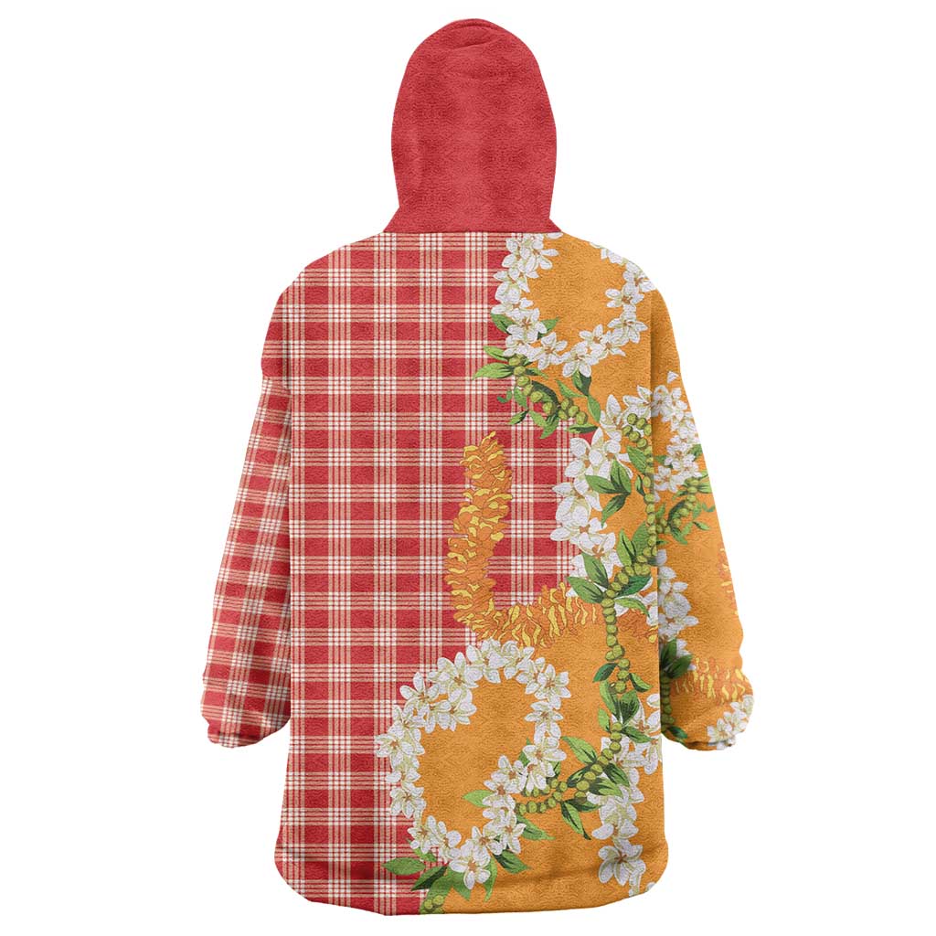Prince Kuhio Aloha Hawaii Wearable Blanket Hoodie Plumeria Ilima Lei Palaka Motifs