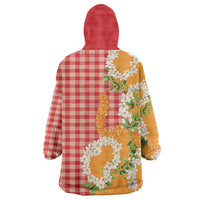 Prince Kuhio Aloha Hawaii Wearable Blanket Hoodie Plumeria Ilima Lei Palaka Motifs