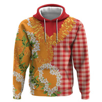Prince Kuhio Aloha Hawaii Zip Hoodie Plumeria Ilima Lei Palaka Motifs