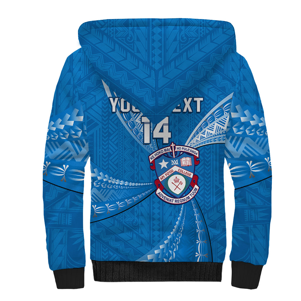 Personalised Tonga Apifoou College Sherpa Hoodie Tongan Ngatu Pattern LT14 - Polynesian Pride